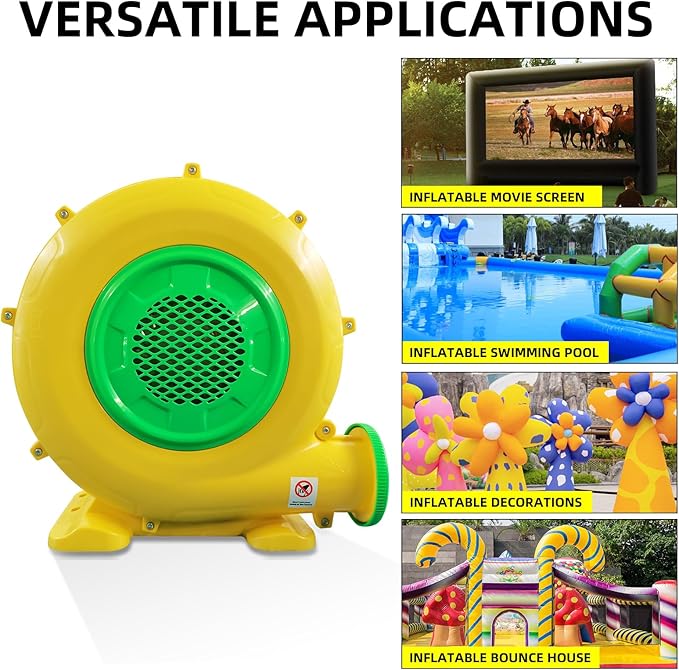 750W 1HP Air Blower, GONFLABLE Bounce House Inflatable Blower, Electric Air Fan Pump Commercial for Inflatables Bubble House, Spray Booth, Bouncy Castle, Water Slide