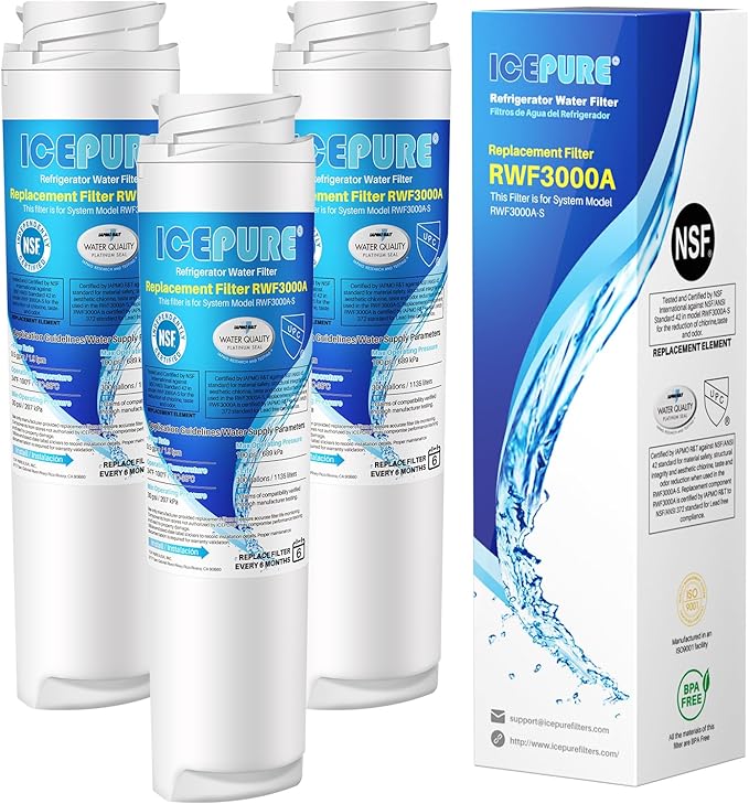 ICEPURE GSWF Water Filter Replacement Compatible with GE GSWF, Utilizes Advanced Activate Coconut Carbon Block 3 PACK