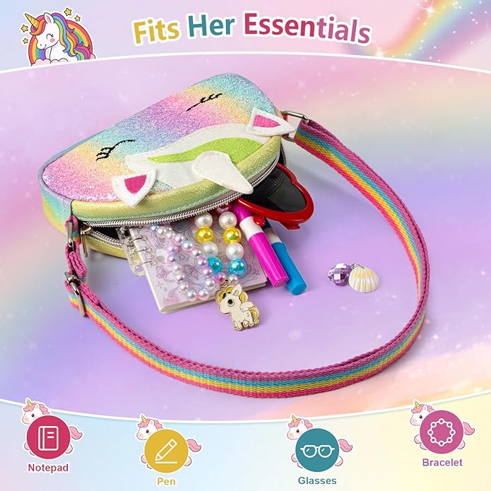 Toddler Purse Easter Basket Stuffers Gifts for Kids: 2 3 4 5 6 7 8 Year Old Girl Birthday Gift, Rainbow Crossbody Bag