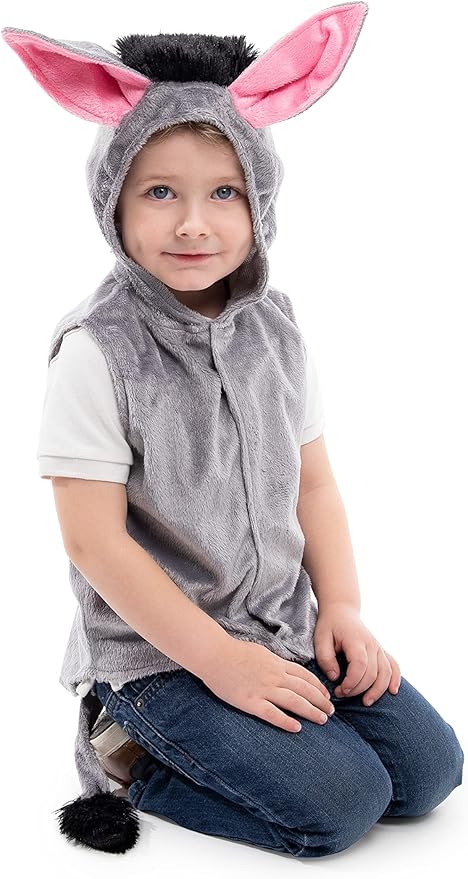 Little Adventures Animal Vest Costumes Dress Ups - Machine Washable Child Pretend Party and Nativity Outfits (Donkey, Age 8-12)