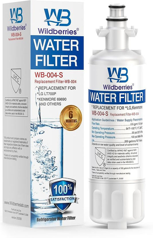 Wildberries ADQ36006101 Replacement for LG® LT700P®, LFXS30766S, LFDS22520S, LFX28968ST, LFXS24623S, LFXS29766S Refrigerator Water Filter, Kenmore® 9690, 469690, ADQ36006102, LT120F®, RWF1200A, 1 PACK