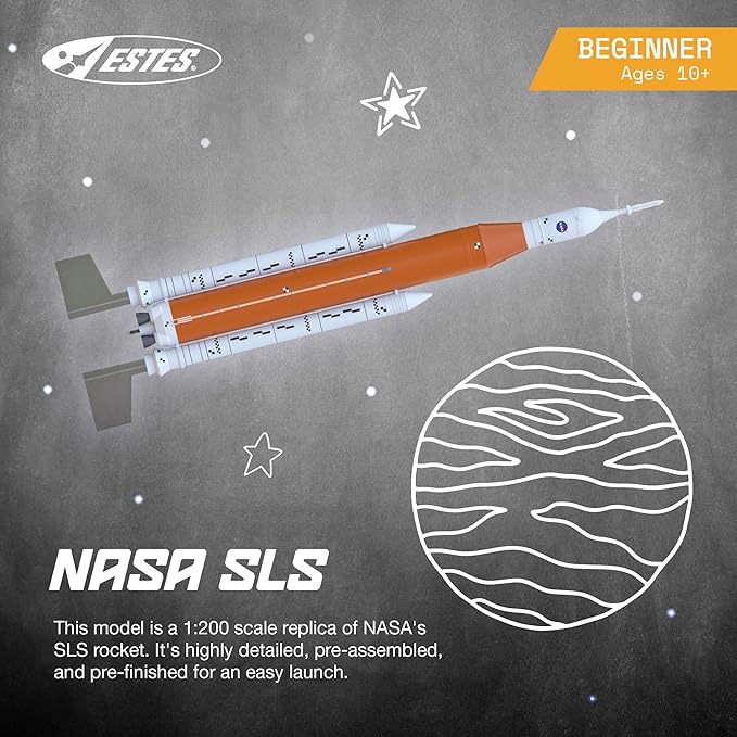 Estes 2206 NASA SLS Scale Rocket-Building Kit, Beginner Flying-Rocket-Model Kit for Ages 10+