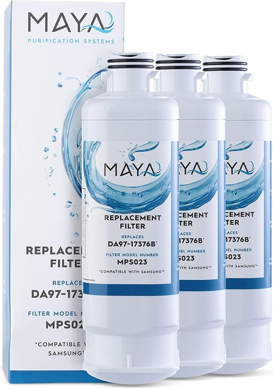 MAYA DA97-17376B Water Filter Replacement, Compatible with: Samsung HAF-QIN, RF23M8070SR, HAF-QIN/EXP, DA97-08006C, 3 Pack