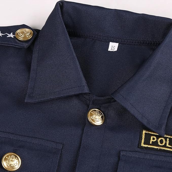 Kids Police Officer Costume Set For Boys Cop Uniform Costume for Halloween Cosplay Party