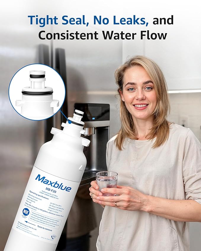 Maxblue ADQ73613401 Refrigerator Water Filter, Replacement for LG® LT800P®, ADQ73613402, ADQ73613408, ADQ75795104, Kenmore 9490, LSXS26326S, LMXC23746S, WF-LT800P, 469490, LMXC23746D, Pack of 3