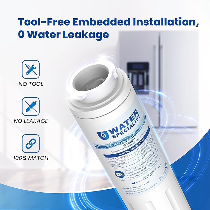 Waterspecialist UKF8001 Water Filter, Replacement for EveryDrop Filter 4, Whirlpool EDR4RXD1, 4396395, Wrx735sdbm00, Mfi2570fez Msd2651heb, Krfc300ess01, Pack of 3