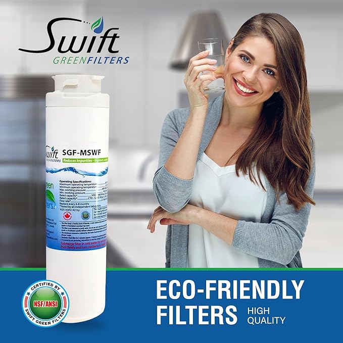 Swift Green Filters SGF-MSWF Compatible Refrigerator Water Filter for GE MSWF, MSWF3PK, MSWFDS, EFF-6022A, 101820A, Made in USA (6 Pack)
