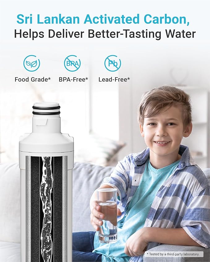 AQUA CREST LT1000PC ADQ747935 Refrigerator Water Filter and Air Filter, Replacement for LG® LT1000P®/PC/PCS, LMXS28626S, LFXS26973S, MDJ64844601, ADQ74793501, ADQ74793502 and LT120F®, 2 Combo