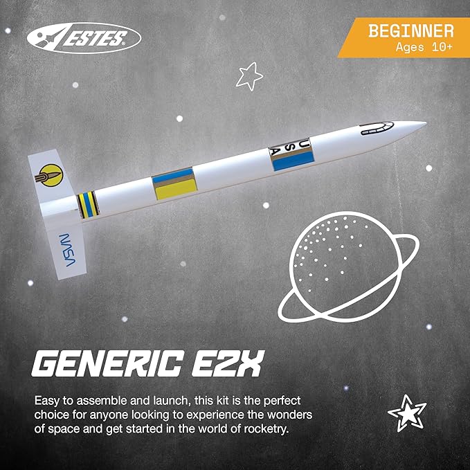 Estes 2008 Generic E2X Rocket-Building Kit, Beginner Customizable Flying-Rocket-Model Kit for Ages 10+