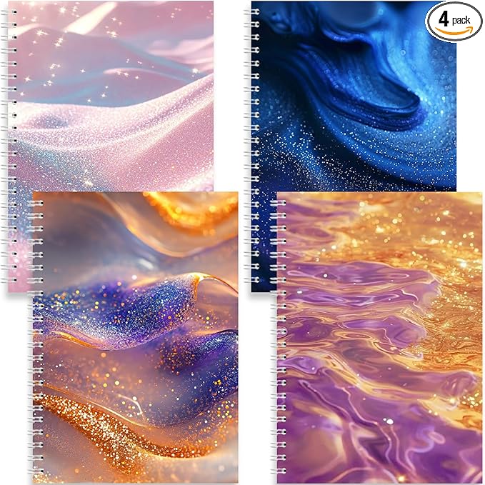 BetterJonny 4 Pcs Reusable Sticker Book Collecting Album Blank Sticker Storage Organizer Book, A5 Size 24 Inner Pages Per Album, Release Paper for Collecting Stickers, Labels(Dreamlike Quicksand)