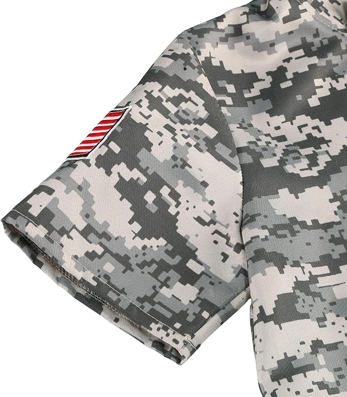 GRAJTCIN Kids Army Costume Long sleeve Halloween Party Military Soldier Dress Up Boys Costume for 4-14Y 11 PCS