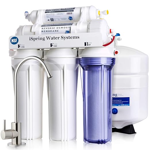 iSpring RCC7, NSF Certified, High Capacity Under Sink 5-Stage Reverse Osmosis & F5-75 Reverse Osmosis Replacement Water Filter Pack Set for 5-Stage System with 75 GPD