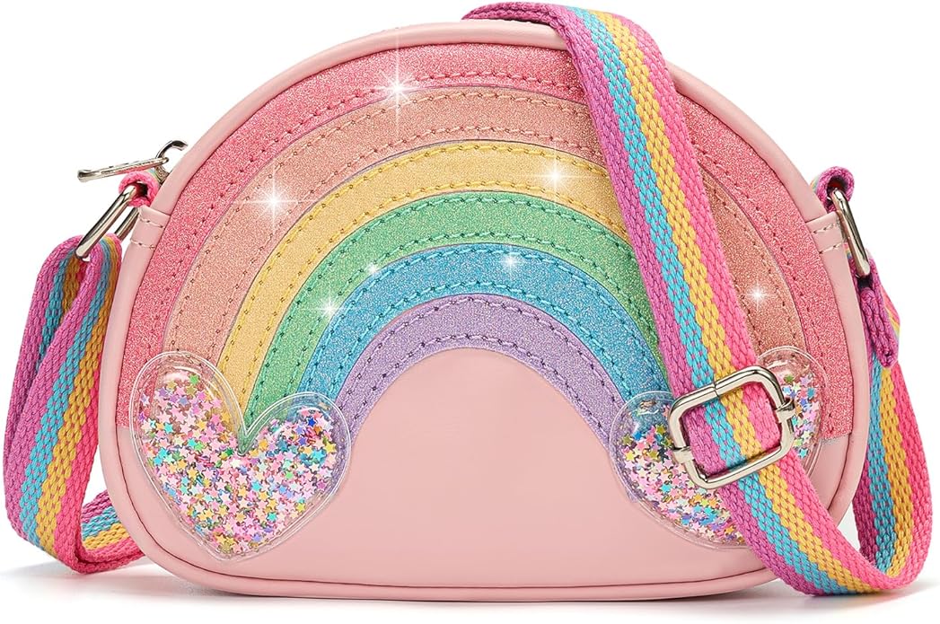 Toddler Purse Easter Basket Stuffers Gifts for Kids: 2 3 4 5 6 7 8 Year Old Girl Birthday Gift, Rainbow Crossbody Bag