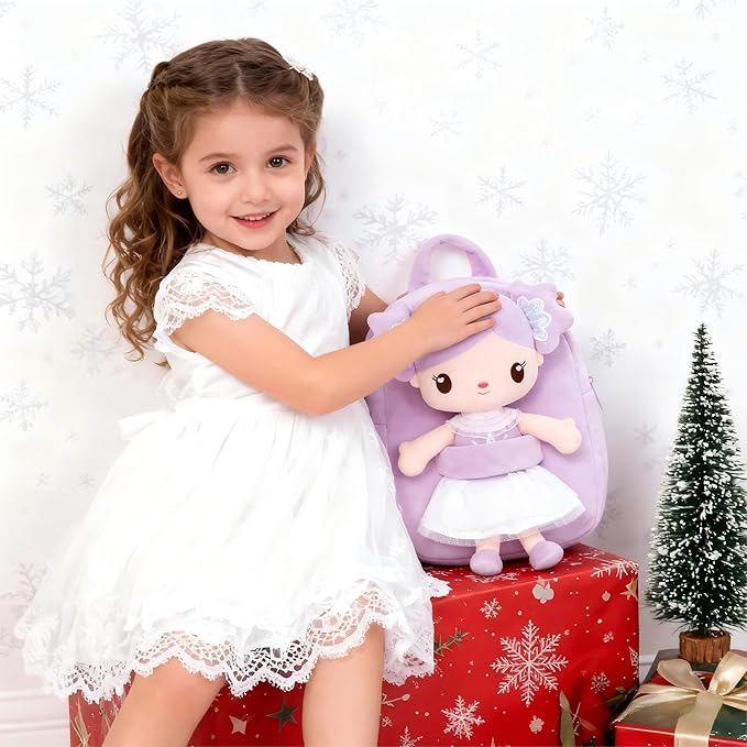 Gloveleya Toddler Backpack Kids Backpack with Candy Purple Doll 9"
