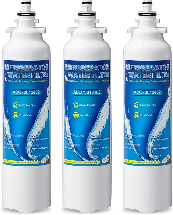ADQ73613401 Water Filter Replacement for LG LT800P, LT800PC, ADQ736134, ADQ73613402, Kenmore 9490, Kenmore 46-9490, Pack of 3