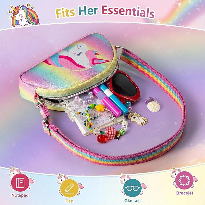 Toddler Purse Easter Basket Stuffers Gifts for Kids: 2 3 4 5 6 7 8 Year Old Girl Birthday Gift, Rainbow Crossbody Bag