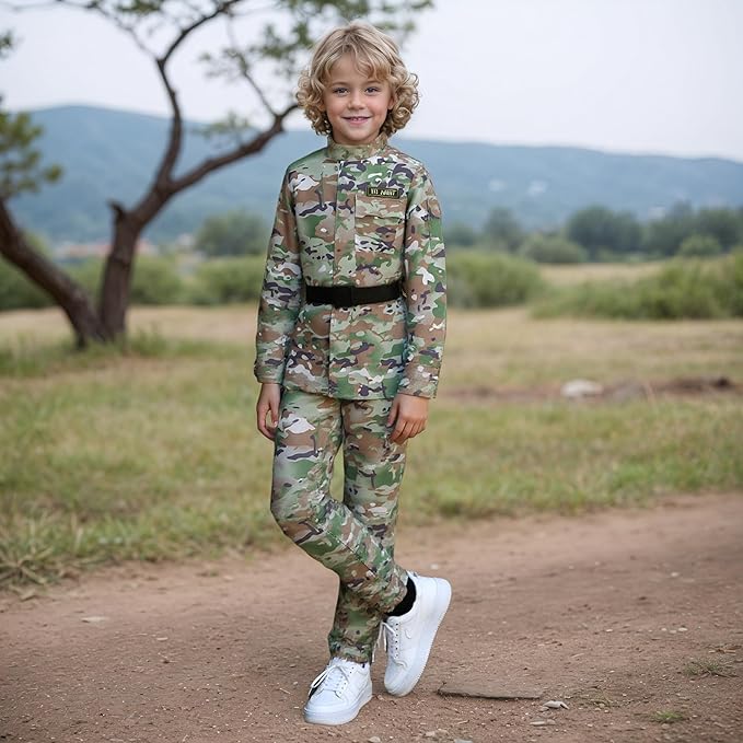 LMYOVE Boys Army Costume Soldier Outfit For kid Halloween Dress up