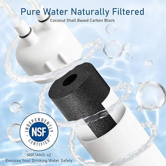 K001 Refrigerator Water Filter Replacement for EDR1RXD1, Everydrop Filter 1, W10295370, WHR1RXD1, KAD1RXD1, P4RFWB, P8RFWB2L, Compatible for Kenmore 46-9930, 46-9081 (3)