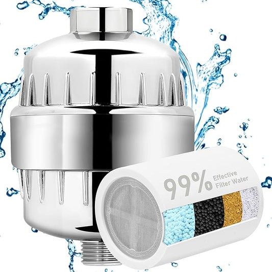BBLIFE Upgrade Much More Efficient Shower Filter, High Revitalizing Shower Filter to Remove 99% Chlorine, to Clean Hard Water, Refresh Water Condition, Improve Your Skin and Hair (‎Silver)