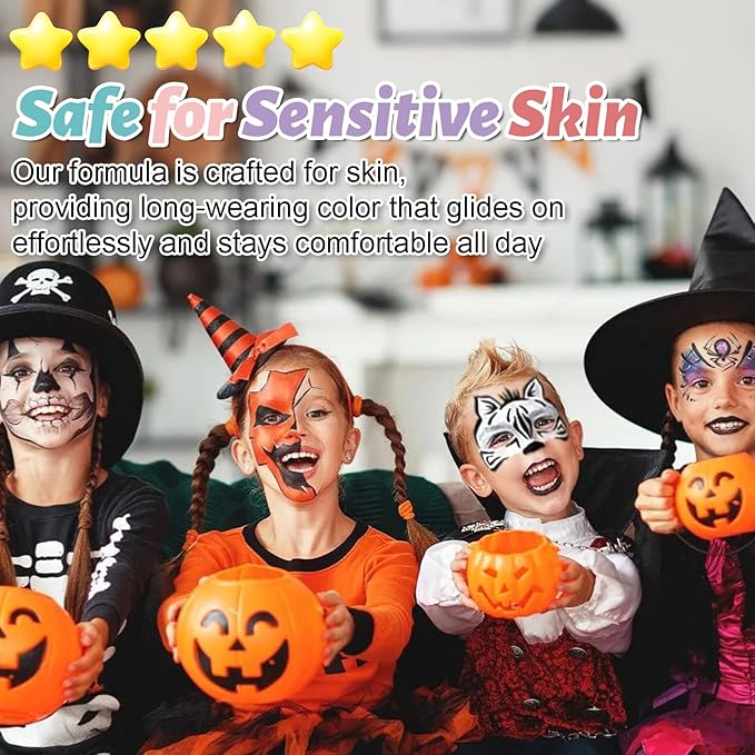 Face Painting Kit for Kids, 12Pcs XL Face and Body Paint Crayons| 12 Vibrant Colors Safe and Washable Face Paint Sticks for Adults Kids Party, Halloween Makeup, School Event, Cosplay