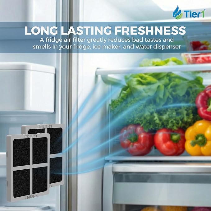 Tier1 RWF1160 ADQ73613401 Refrigerator Water & Air Filter Combo | Replacement for LG LT800P, 46-9490, fl-rf20, LT120F | Up to 12 Months Supply | Easy Install | Odor Control | Clean Water (2-pk)
