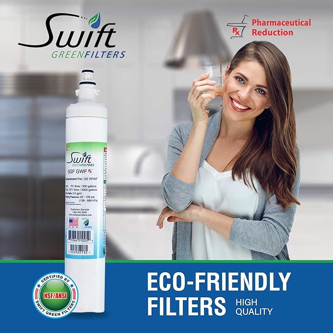 Swift Green Filters SGF-GWF Rx Compatible Refrigerator Water Filter for GWF, RPWF(Does not Fit in RPWFE), WSG-4,PFE29P, Made in USA (3 Pack)