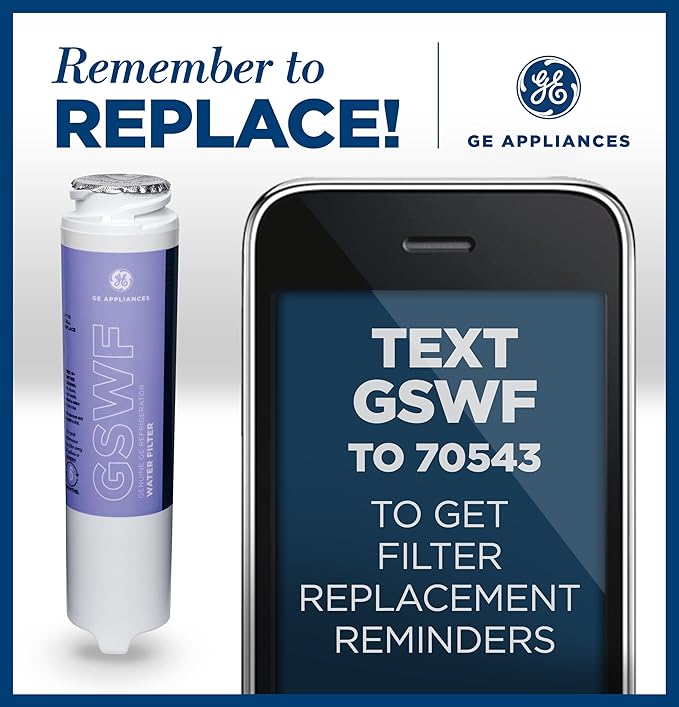 General Electric GE GSWF Refrigerator Water Filter | Certified to Reduce Lead, Sulfur, and 50+ Other Impurities | Replace Every 6 Months for Best Results | Pack of 1