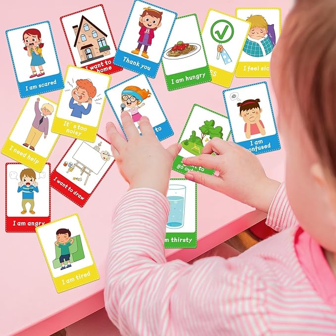 90PCS Autism My Behaviour Communication Cards for Speech Delay Children and Adults Special Needs Visual Aid Language Learning Cue Card Special Ed Feelings Emotions Flash Cards for Autism Communication