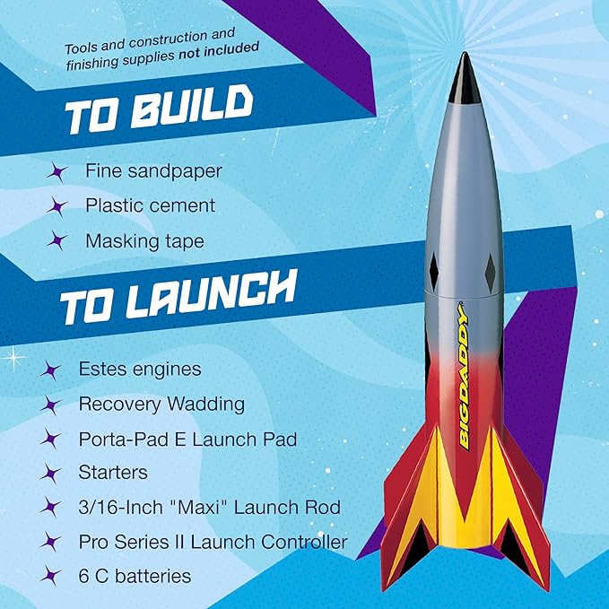 Estes 2162 Big Daddy Rocket-Building Kit, Advanced Flying-Rocket-Model Kit for Ages 10+