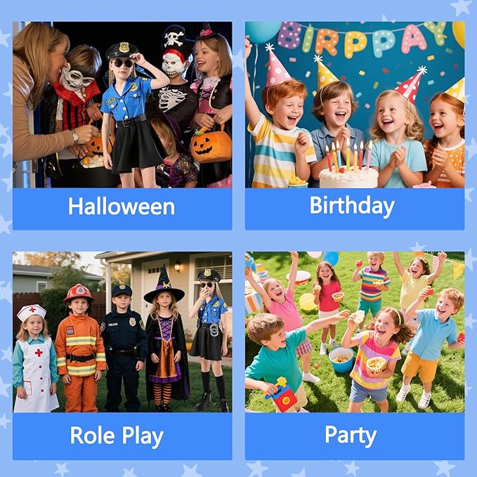 Police Costume for Girls Kids Cop Halloween Costumes Toddler Police Officer Uniform Outfit with Policeman Accessories