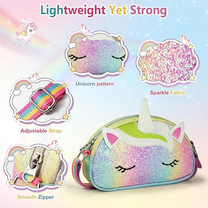 Toddler Purse Easter Basket Stuffers Gifts for Kids: 2 3 4 5 6 7 8 Year Old Girl Birthday Gift, Rainbow Crossbody Bag