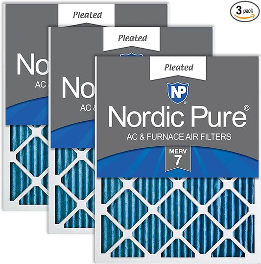 Nordic Pure 16x25x1 (Actual Size: 15 1/2 x 24 1/2 x 3/4) Pleated MERV 7 Air Filters 3 Pack