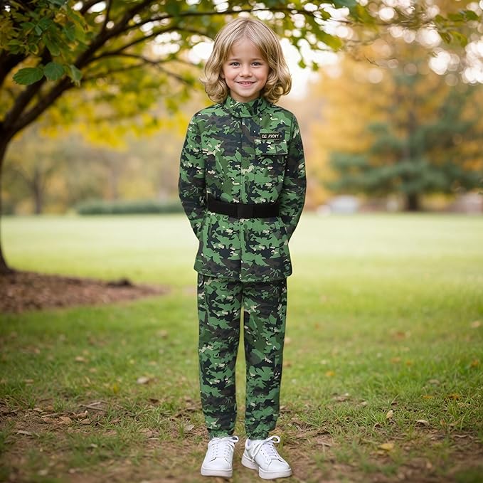 LMYOVE Boys Army Costume Soldier Outfit For kid Halloween Dress up