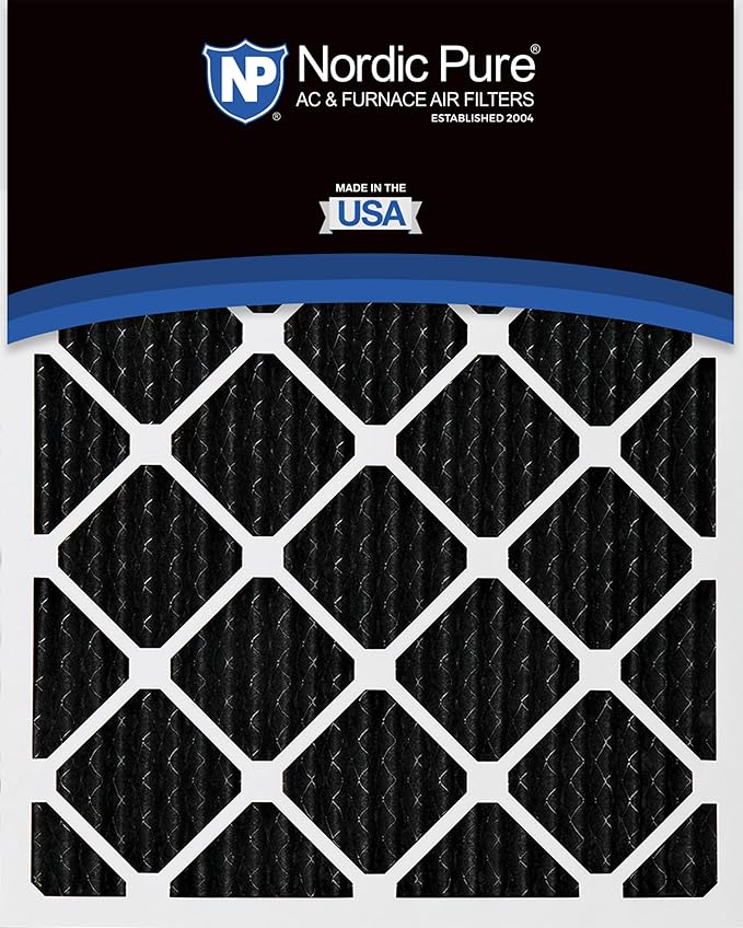 Nordic Pure 16x25x1 (Actual Size: 15 1/2 x 24 1/2 x 3/4) Pure Carbon Pleated Odor Reduction Furnace Air Filters 12 Pack