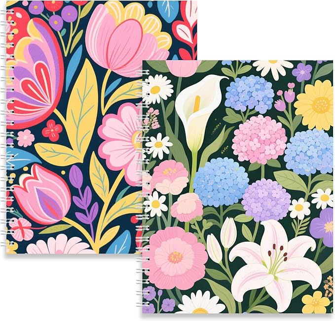 BetterJonny 2 Pcs Reusable Sticker Book Collecting Album Blank Sticker Storage Organizer Book, A5 Size 32 Inner Pages Per Album, Release Paper for Collecting Stickers, Labels(Flowers)