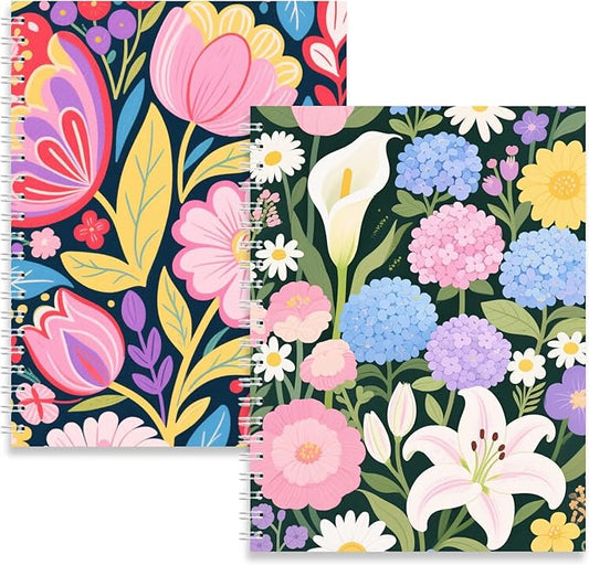 BetterJonny 2 Pcs Reusable Sticker Book Collecting Album Blank Sticker Storage Organizer Book, A5 Size 32 Inner Pages Per Album, Release Paper for Collecting Stickers, Labels(Flowers)