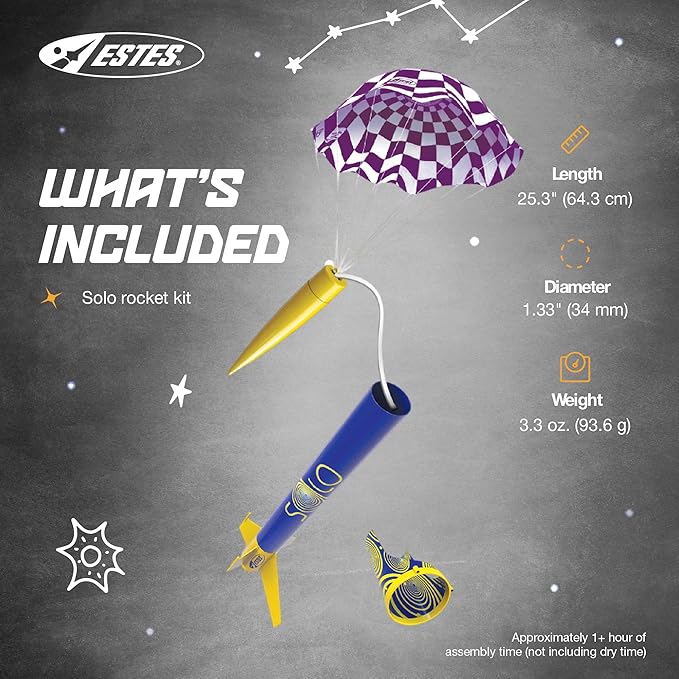 Estes 7288 Solo Model Rocket Kit, Beginner STEM Rocket-Building Kit for Ages 10+