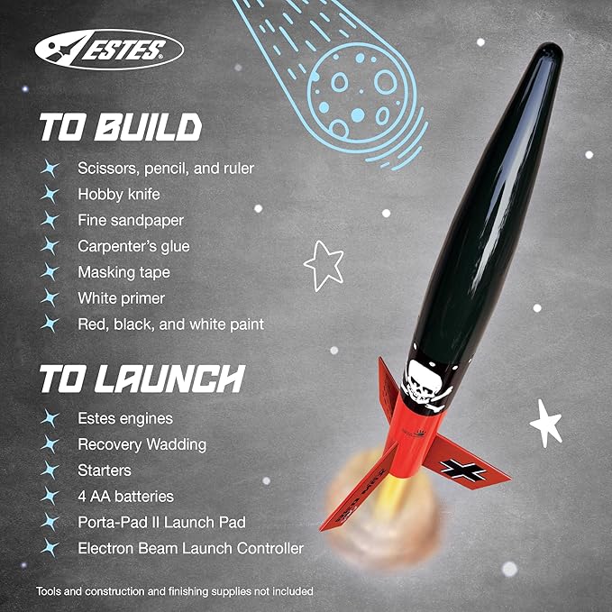 Estes 0651 Der Red Max Rocket-Building Kit, Intermediate Flying-Rocket-Model Kit for Ages 10+