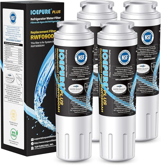 ICEPURE PLUS NSF/ANSI 53 Certified UKF8001 Refrigerator Water Filter Compatible with Maytag UKF8001, UKF8001AXX, UKF8001P, Whirlpool 4396395, 469006, EDR4RXD1, EveryDrop Filter 4, 4 Pack
