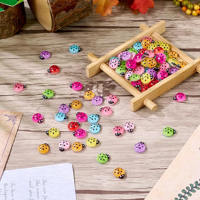 135 Pcs Mini Resin Ladybug Charms Glow in The Dark Ladybug Flatback Cabochons Luminous Ladybirds Model Figurines for Nail Crafts Fairy Garden Micro Landscape Scrapbooking Decor