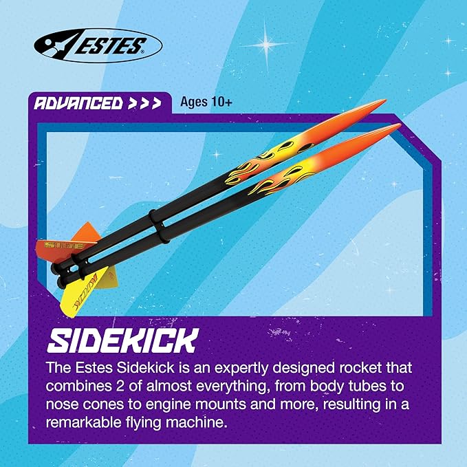 Estes 7287 Sidekick Rocket-Building Kit, Advanced Flying-Rocket-Model Kit for Ages 10+