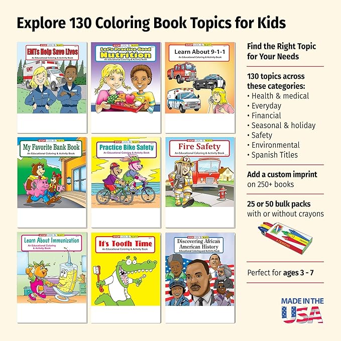 ZOCO – A Trip to the Doctor's Office – Custom Promotional Coloring Books (250 Bulk Pack, Without Crayons) – Games, Puzzles, Activities – Health Handout for Kids