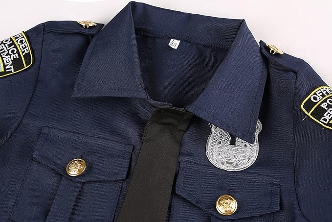 Kids Police Officer Costume Deluxe Cop Set for Halloween Cosplay Dress Up