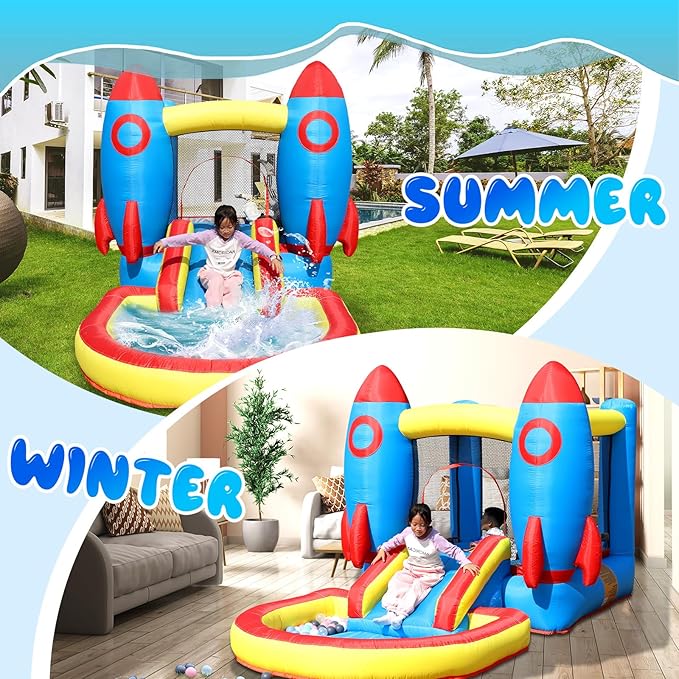 Inflatable Bounce House for Kid with Ball Pit,Oxford Bounce House with Blower for Indoor Outdoor Backyard Birthday Party-12x6.6x6.2ft