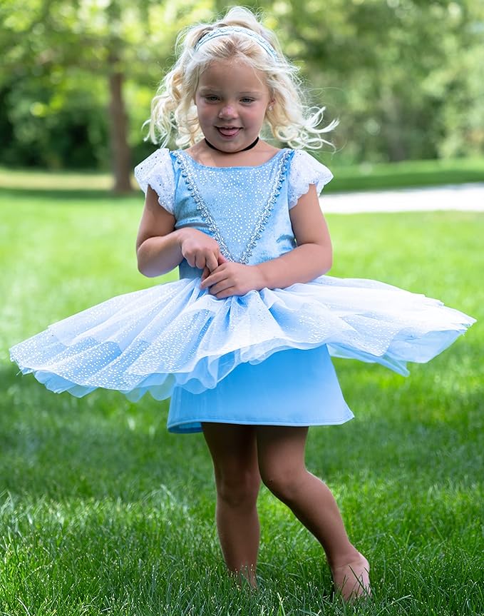 Little Adventures Cinderella Princess Party Dress - Machine Washable Child Pretend Play Costume Outfit with No Glitter