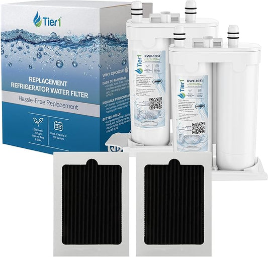 Tier1 RWF1031 WF2CB Refrigerator Water & Air Filter Combo | Replacement for PureSource2, EWF01, FC100, PAULTRA | Fridge Filter - Up to 12 Months Supply | Odor Control | Great Tasting Water (2-pk)