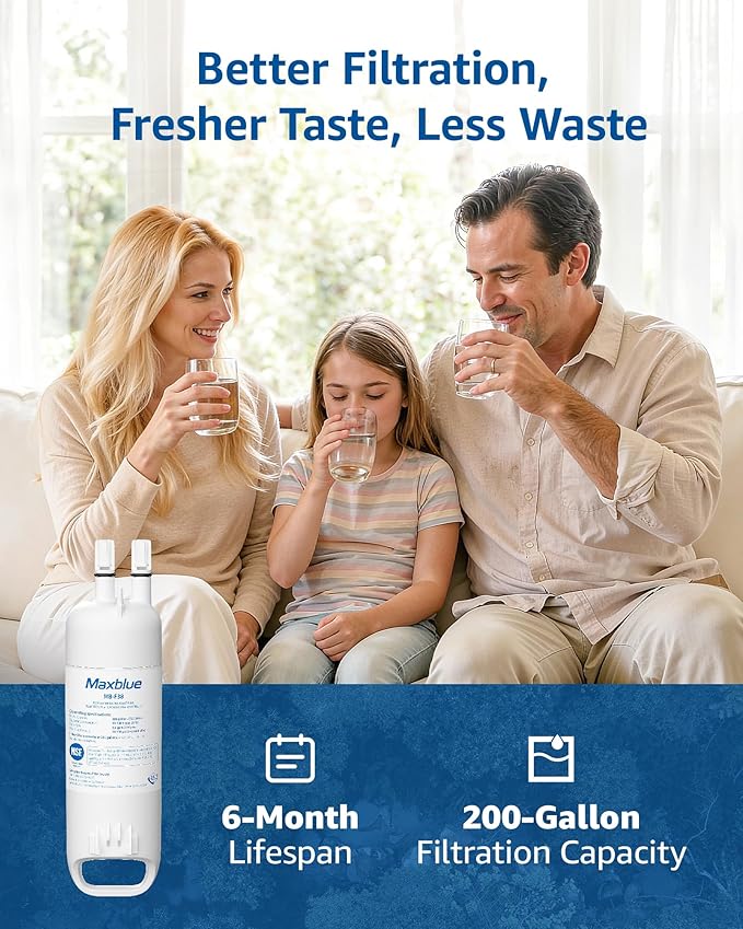 Maxblue MB-F38 Replacement for W10295370A, Everydrop® Filter 1, EDR1RXD1, EDR1RXD1B, P8RFWB2L, P4RFWB, Kenmore® 46-9081, 46-9930, Refrigerator Water Filter, 1 Filter
