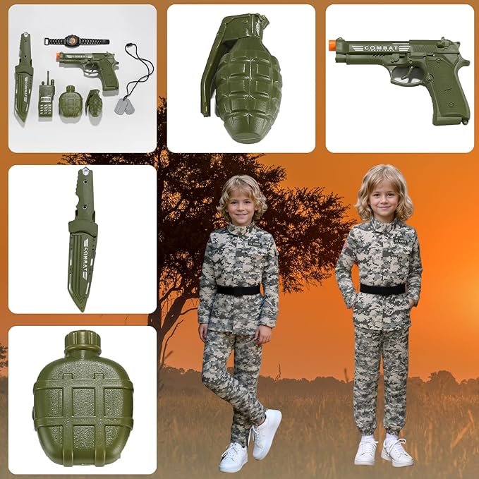 LMYOVE Boys Army Costume Soldier Outfit For kid Halloween Dress up