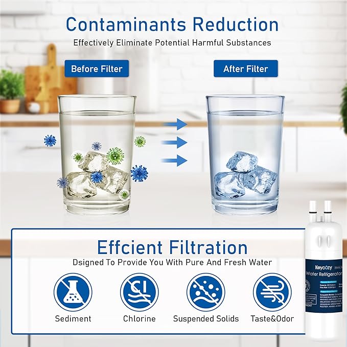 K001 Refrigerator Water Filter Replacement for EDR1RXD1, Everydrop Filter 1, W10295370, WHR1RXD1, KAD1RXD1, P4RFWB, P8RFWB2L, Compatible for Kenmore 46-9930, 46-9081 (3)