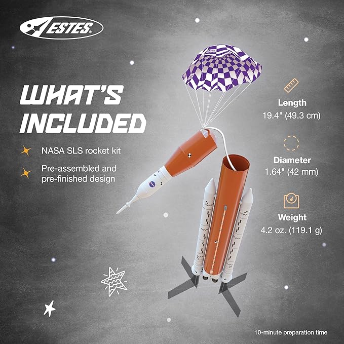 Estes 2206 NASA SLS Scale Rocket-Building Kit, Beginner Flying-Rocket-Model Kit for Ages 10+